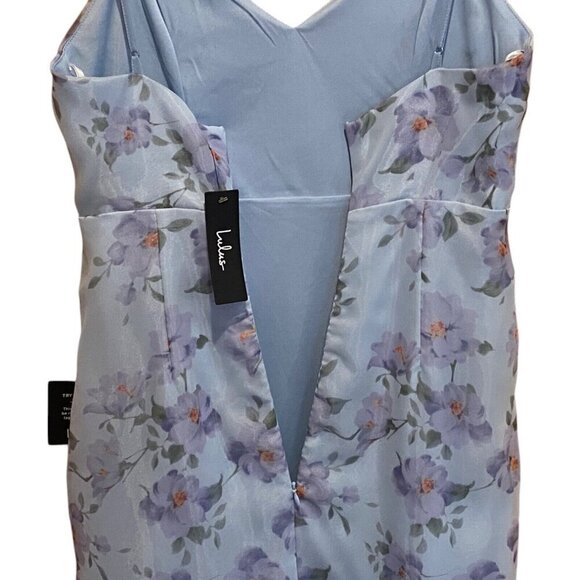 Lulus Pure Splendor Organza Trumpet Maxi Dress Womens Size M Light Blue Floral - Picture 8 of 12